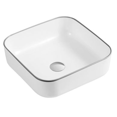 Lavamanos Sobrepuesto con Forma Cuadrada Loza 39.5x39.5x14 cm Blanco