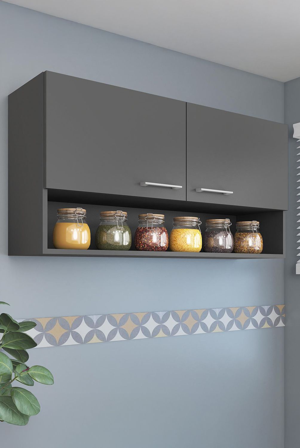 VEKKAHOME - Mueble Aéreo Evandro Grafito 105x27x53 cm