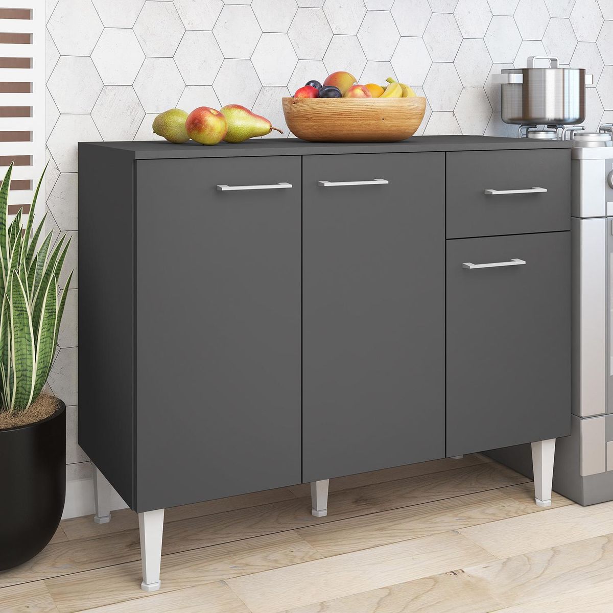 VEKKAHOME - Mueble Base Evandro Grafito 105x83x45 cm