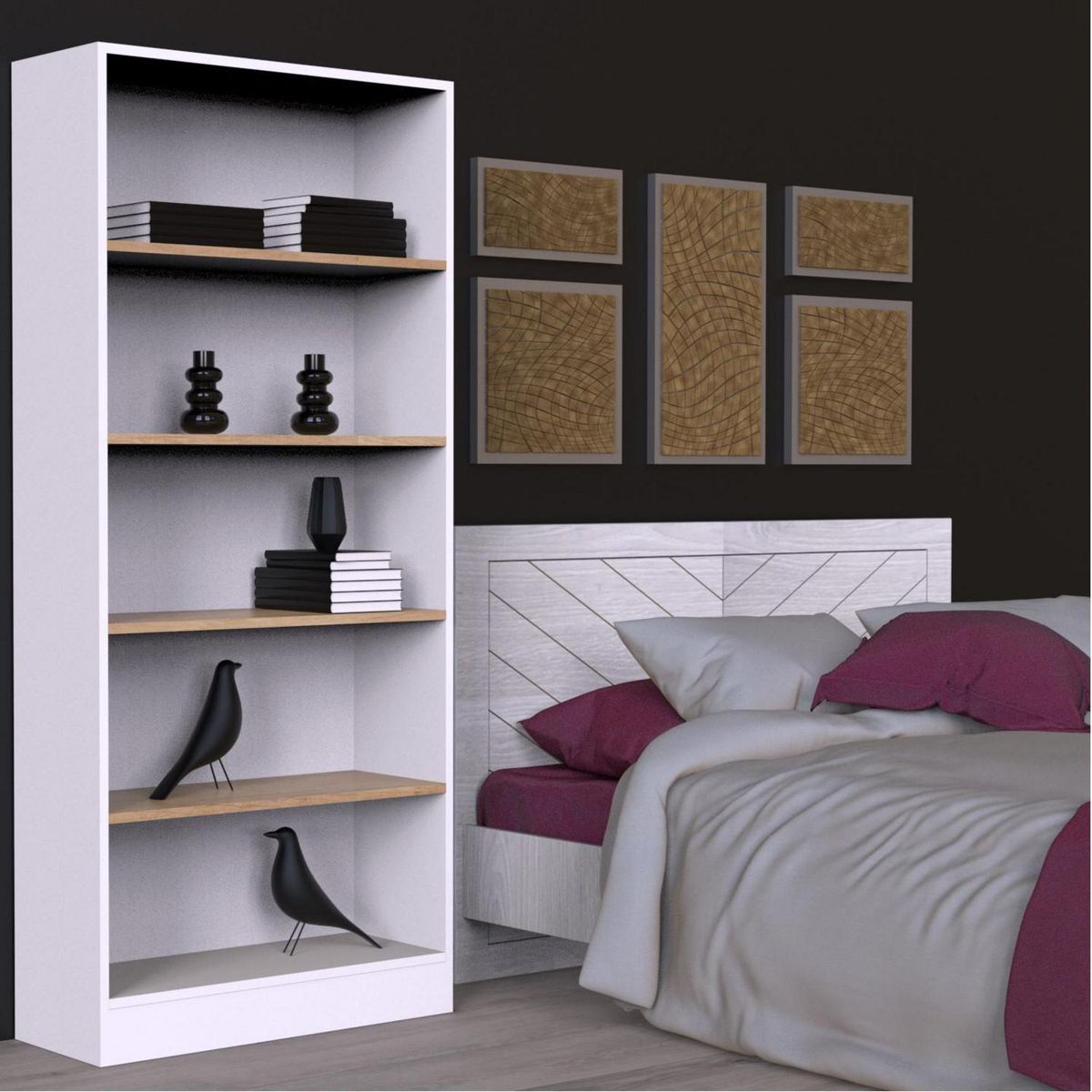 AMUV - Estante Venecia Madera 4 Nivel(es) 71x183x30 cm Blanco