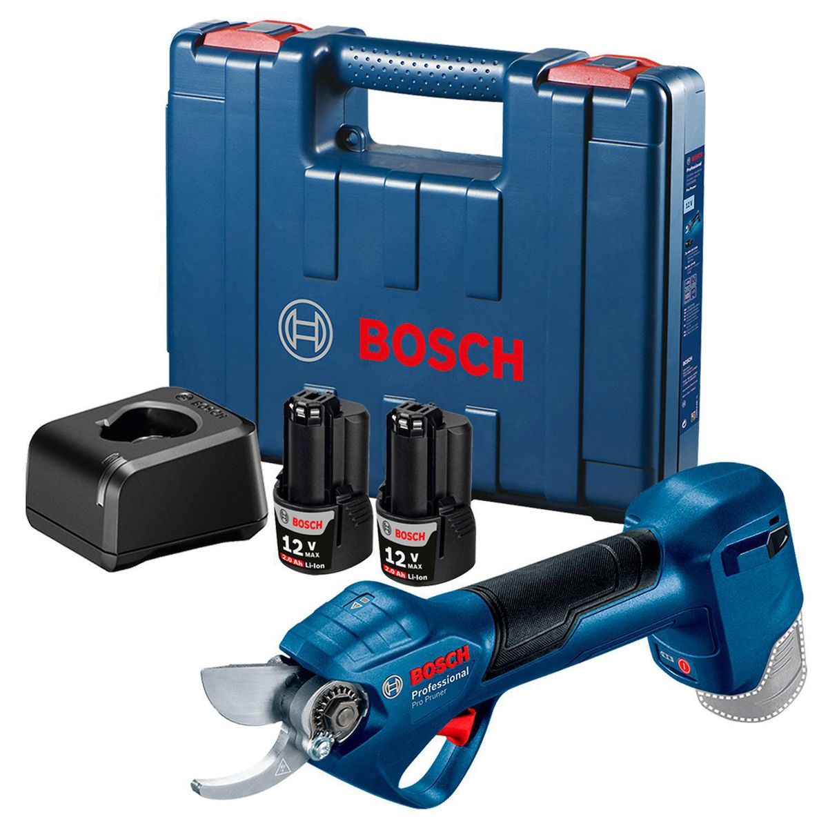 BOSCH - Tijera podar inalámbrica ProPruner12V + 2 baterías 2Ah + maletín