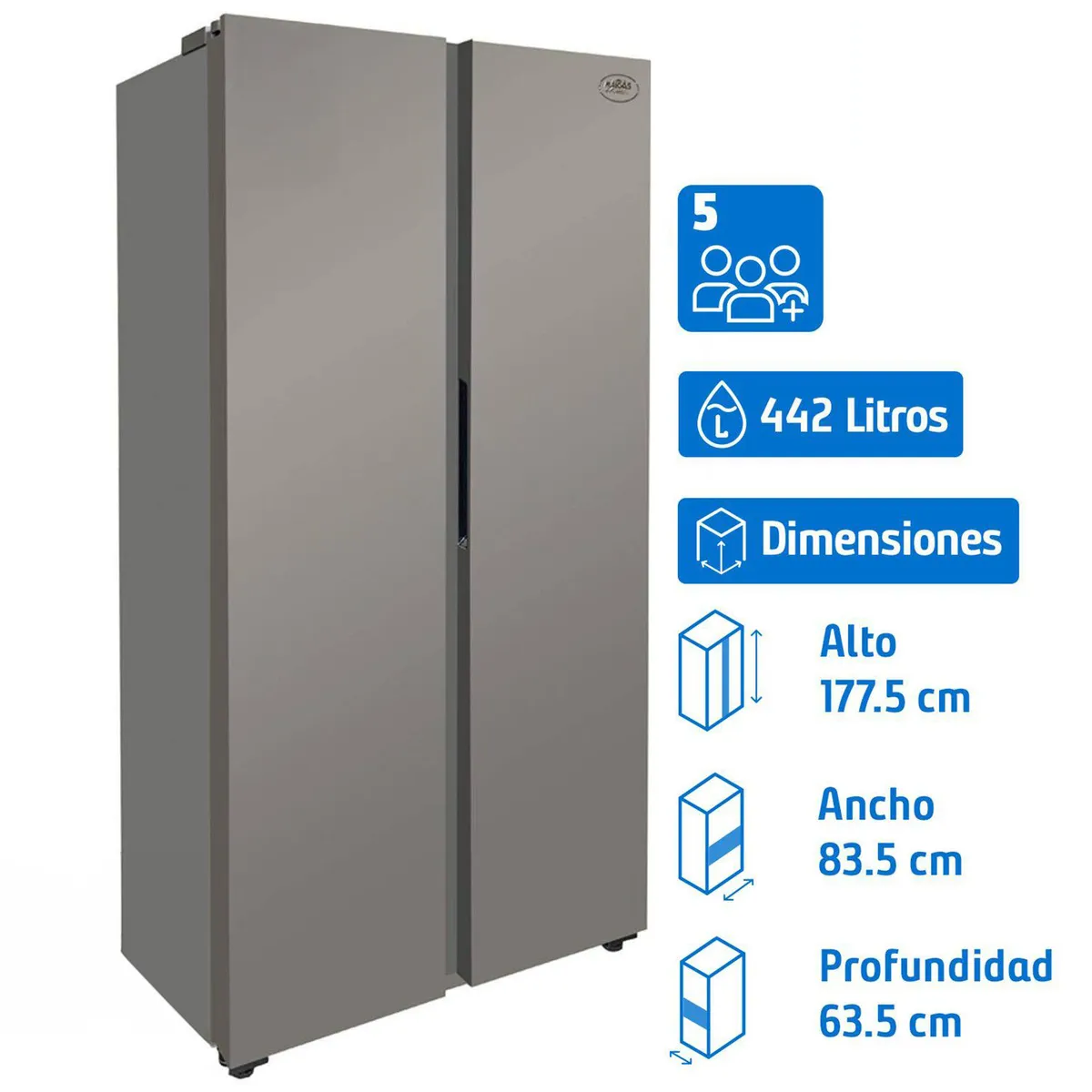 MAIGAS - Refrigerador 2 Puertas Side by Side No Frost 442 Litros HC-598WEN
