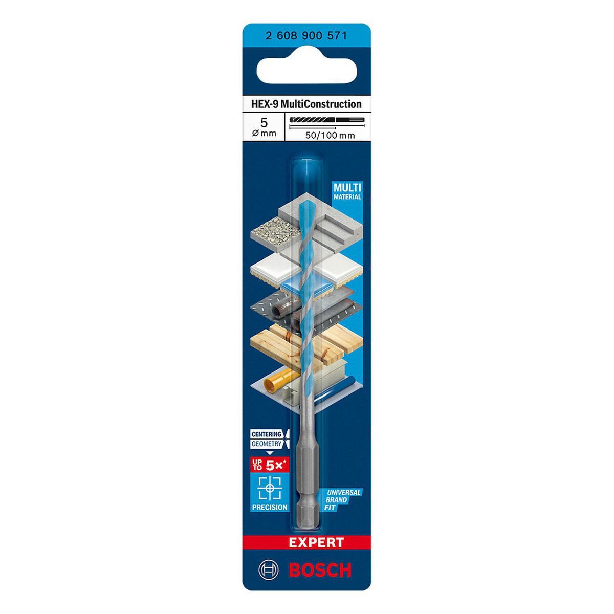 BOSCH - Broca multiconstruction 5mm - toma hexagonal 1/4