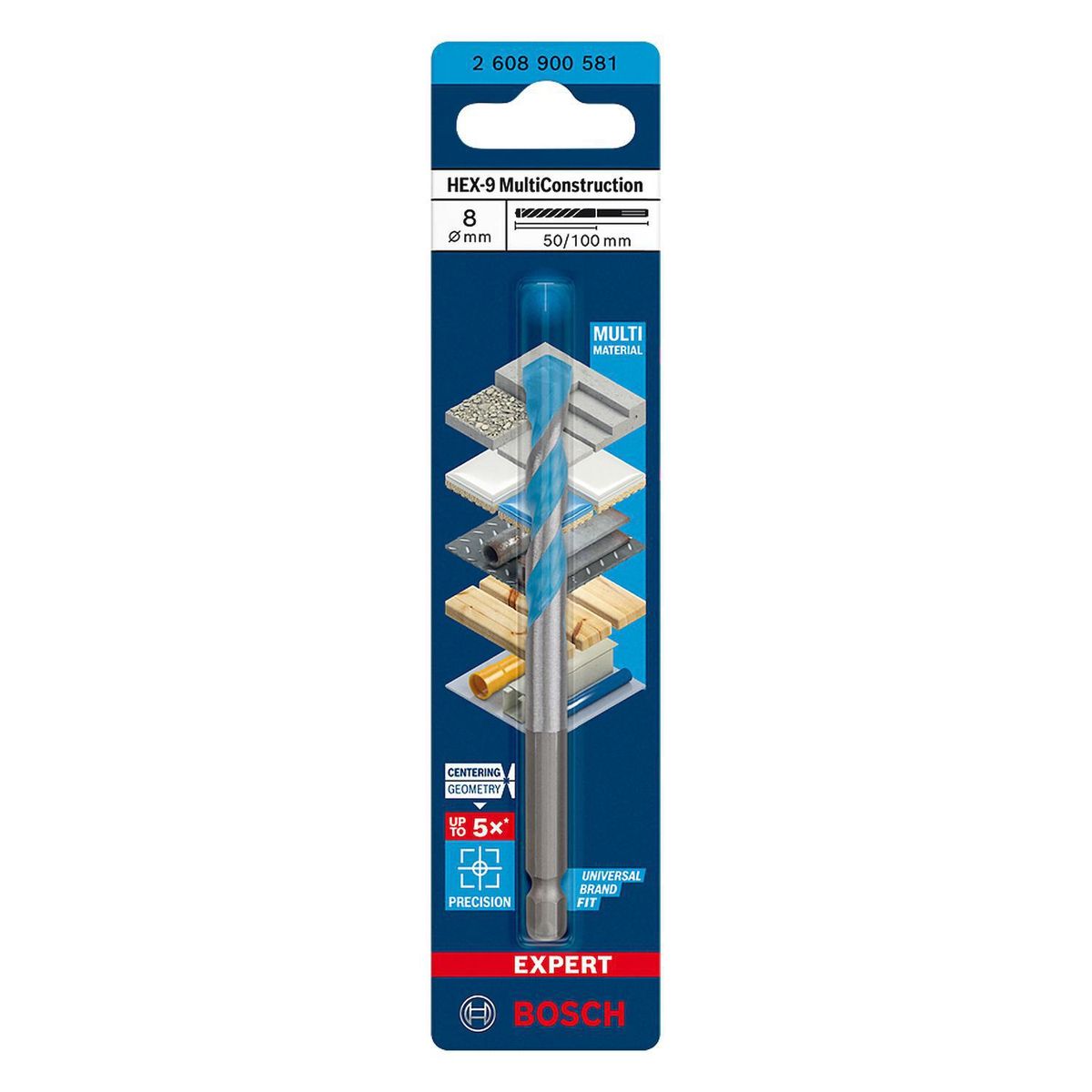 BOSCH - Broca multiconstruction 8mm - toma hexagonal 1/4