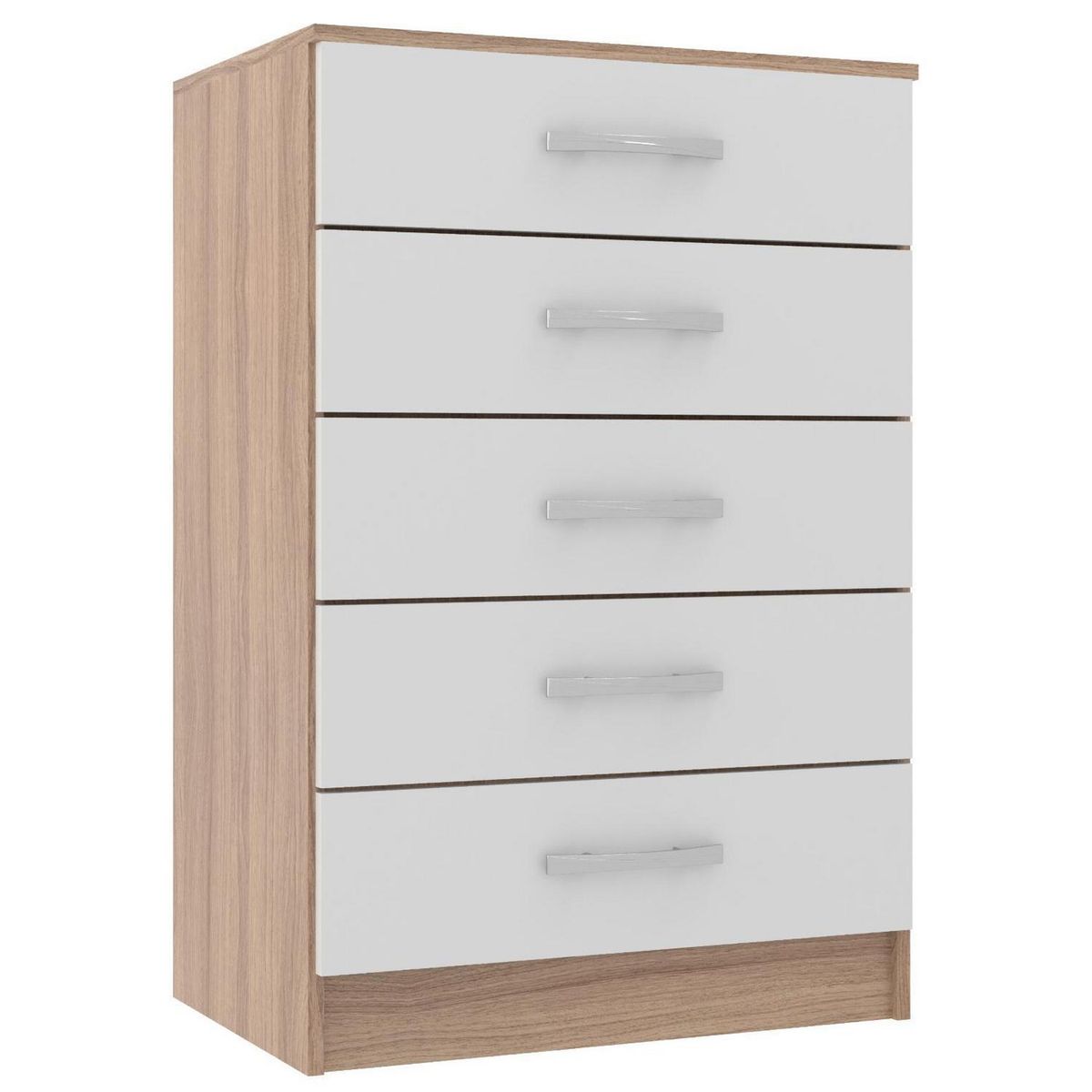 EXIT - Cómoda 5 Cajón(es) CP055 60x90x40 cm Blanco y roble