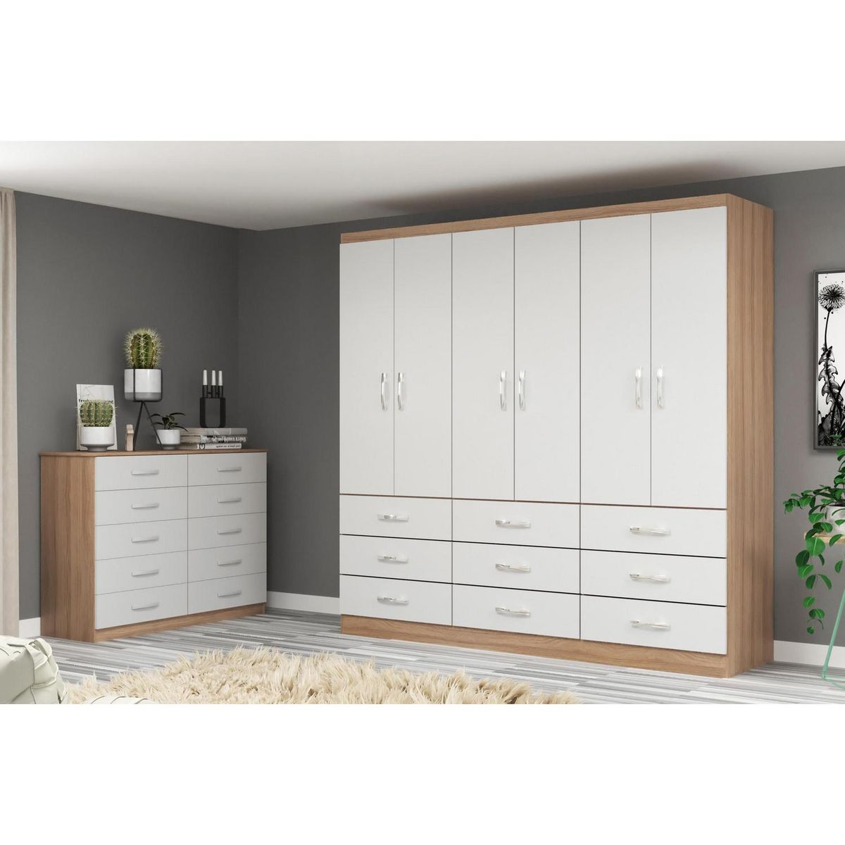 EXIT - Clóset 6 Puerta(s) 150x183x40 cm Blanco