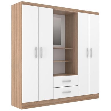 Closet 4 puertas 2 cajones 150x40x183 cm roble/blanco