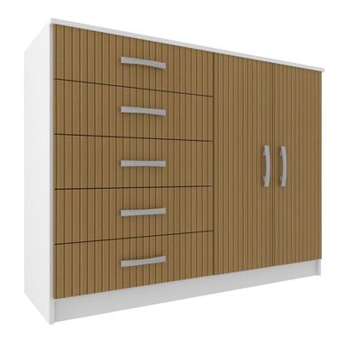 Cmoda 2 puertas 5 cajones 93x40x123 cm blanco/mate
