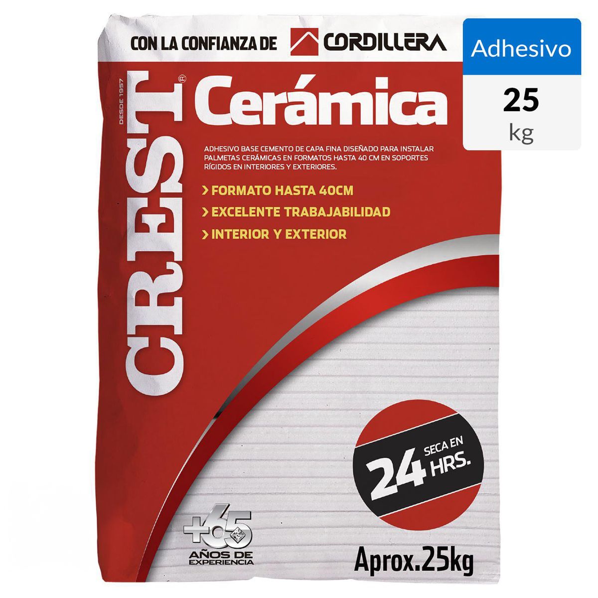 CREST - Adhesivo Cerámica Piso Superficie Rígido 25 kg
