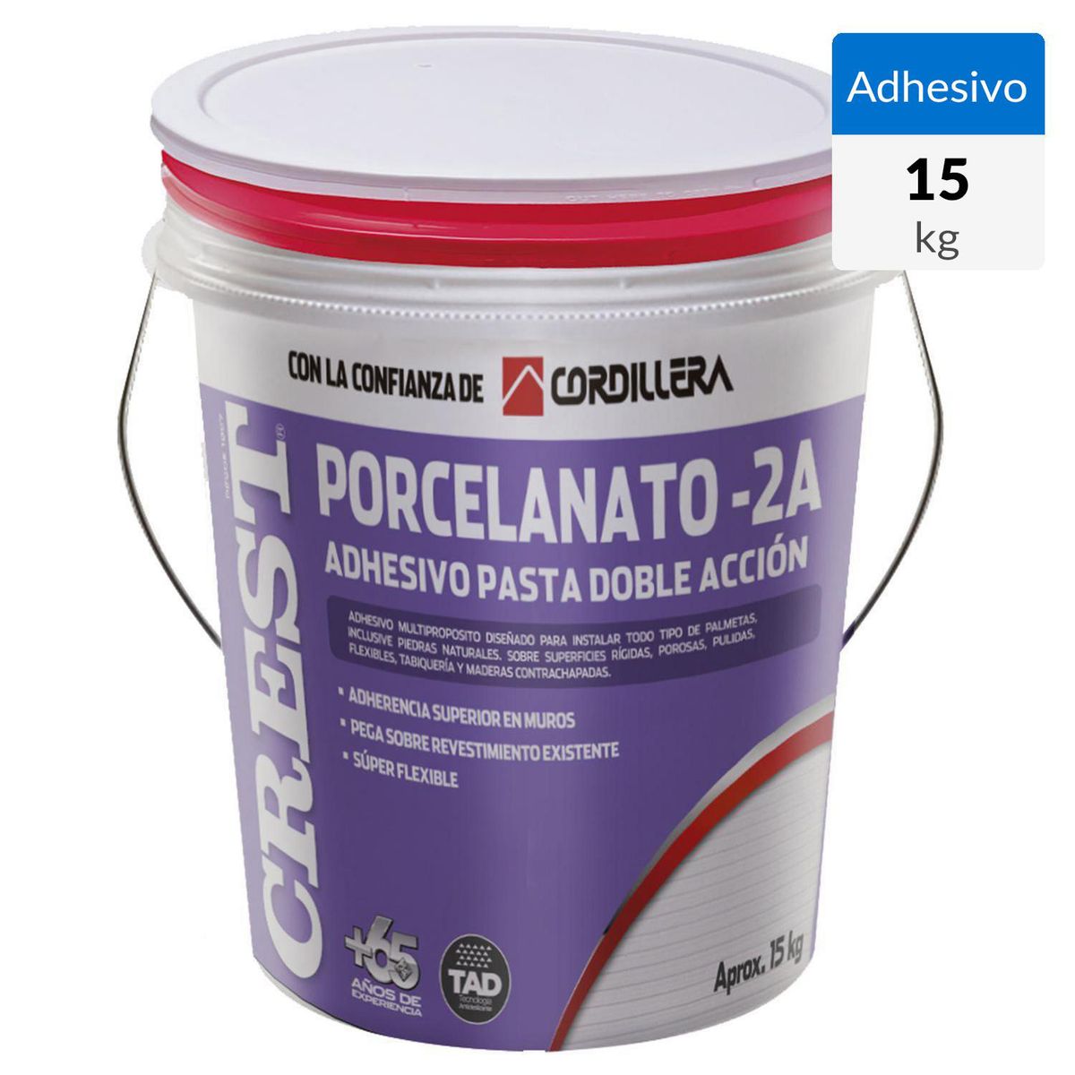 CREST - Adhesivo Porcelanato Piso y muro Superficie Flexible 15 kg