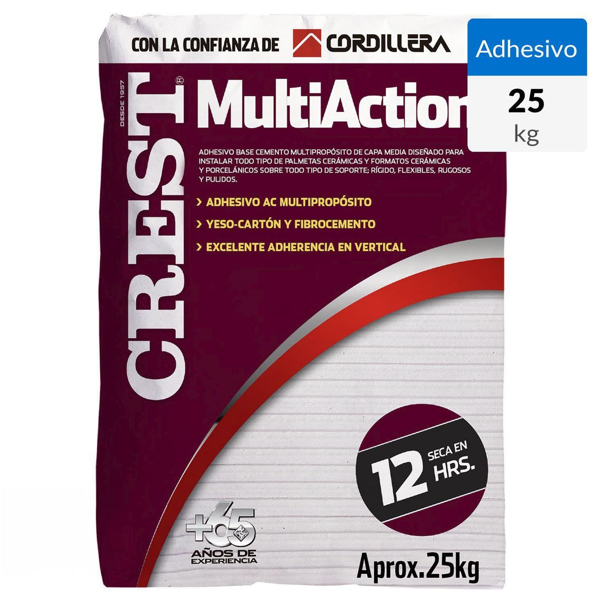 CREST - Adhesivo Multiaction Piso y muro Superficie Rígido 25 kg
