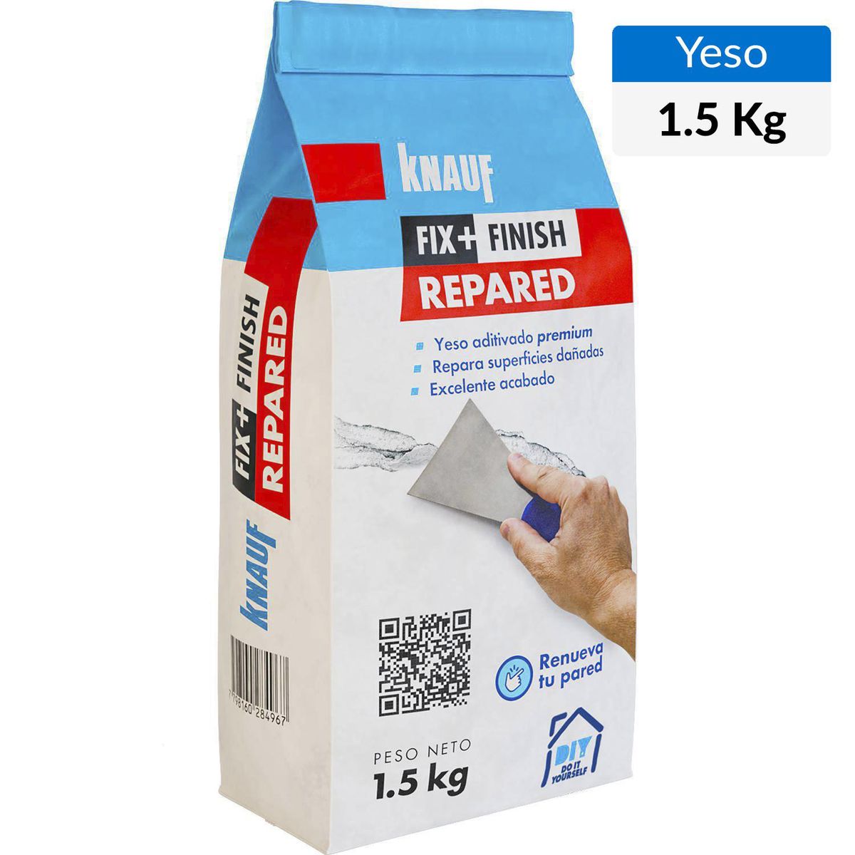 KNAUF - Yeso premium Repared de 1,5 kg para reparar superficies dañadas