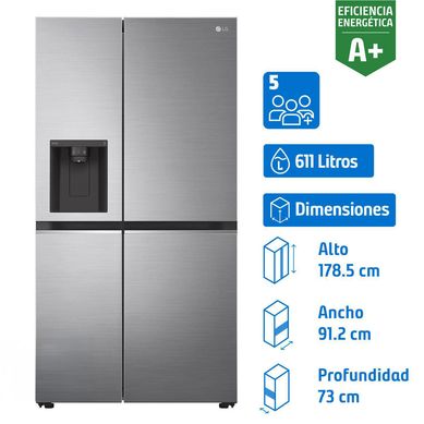 Refrigerador Side by Side No Frost 611 Litros Platinum Silver GS66WPP
