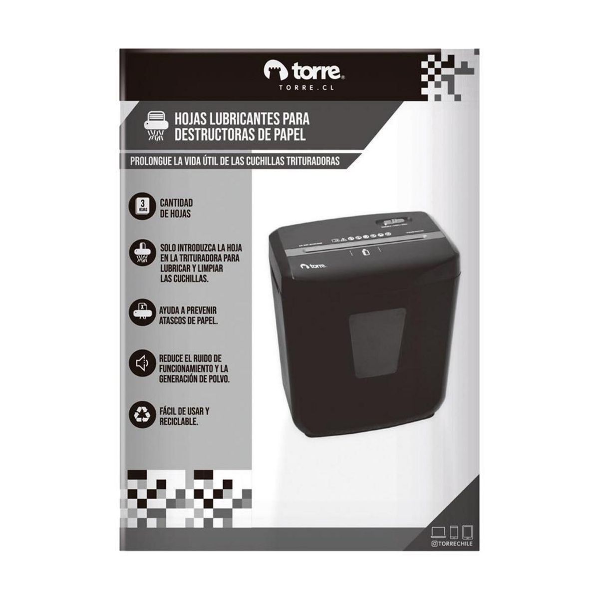 TORRE - Hojas lubricantes para destructoras 3 Unidades