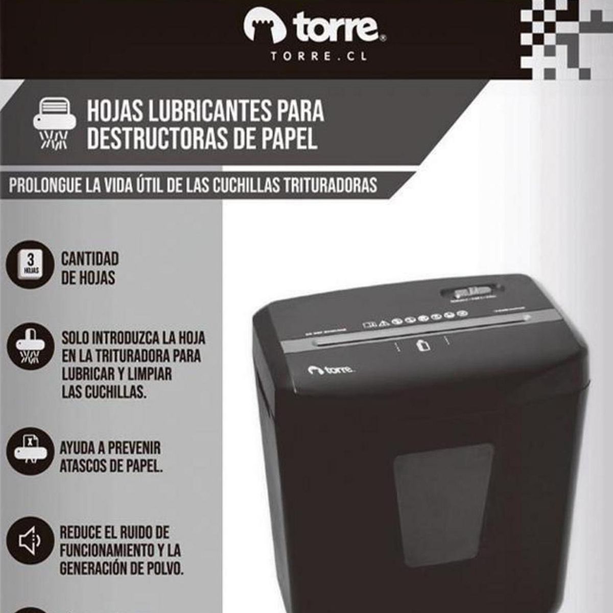 TORRE - Hojas lubricantes para destructoras 3 Unidades