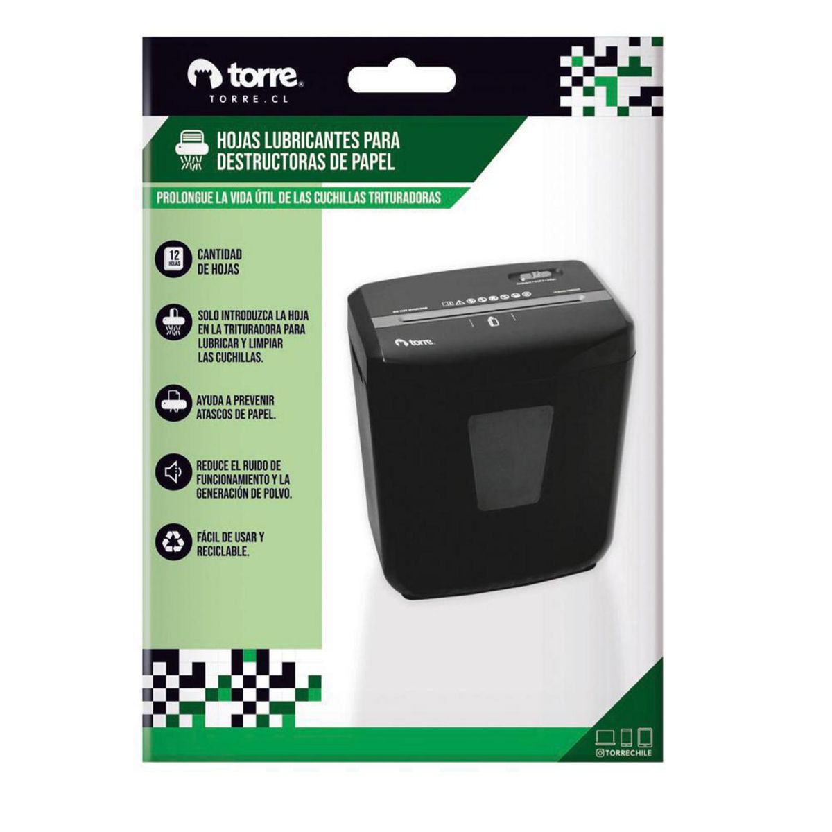 TORRE - Hojas lubricantes para destructoras 12 Unidades