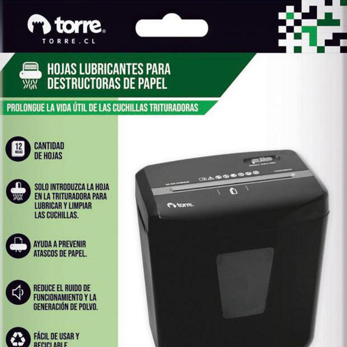 TORRE - Hojas lubricantes para destructoras 12 Unidades