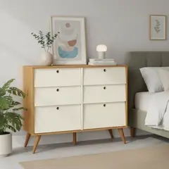 KIDSCOOL - Cómoda 6 Cajón(es) Gold 120x97.5x43.7 cm Madera