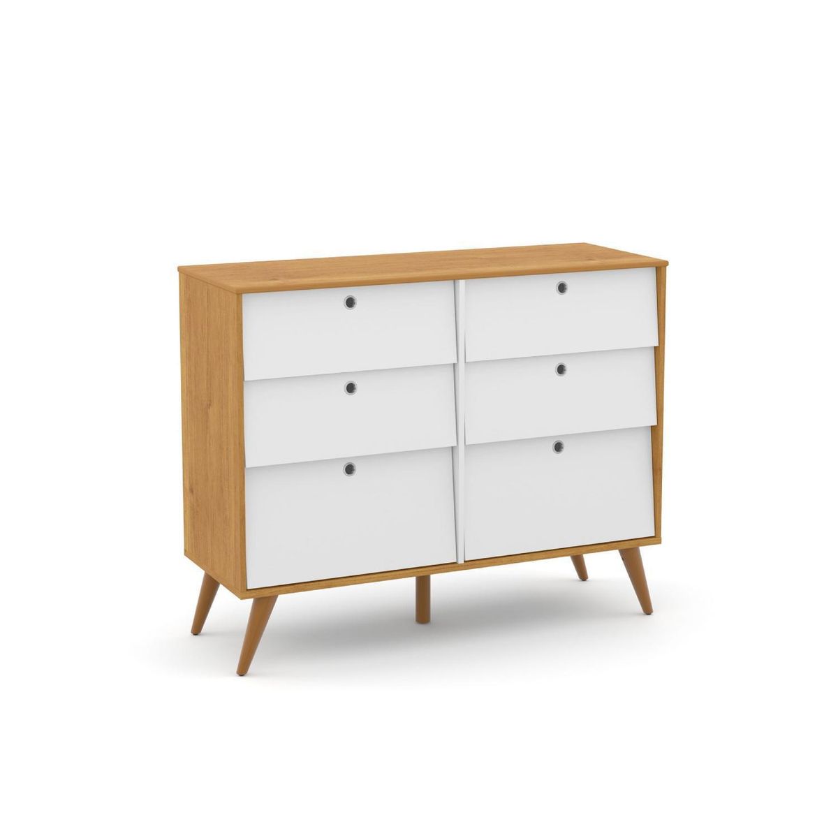 KIDSCOOL - Cómoda 6 Cajón(es) Wood Gold 120x97.5x43.7 cm Blanco