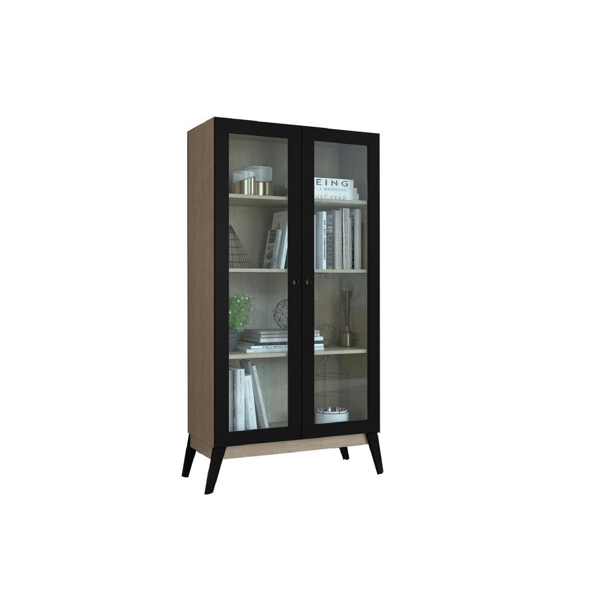 BE DESIGN - Vitrina 2 puertas café/negro Amber