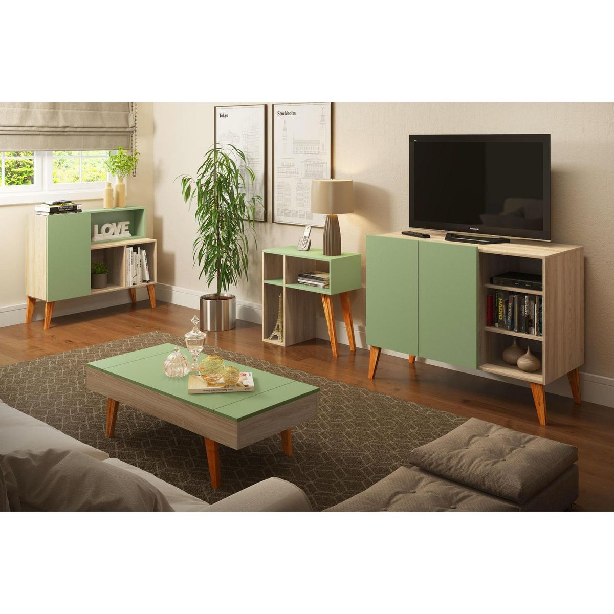 BE DESIGN - Buffet verde/nature 1003 Leaves