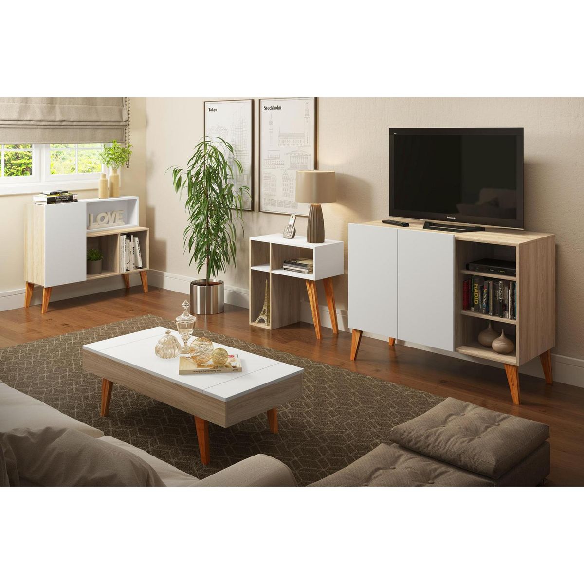 BE DESIGN - Buffet blanco/nature 1003 Leaves