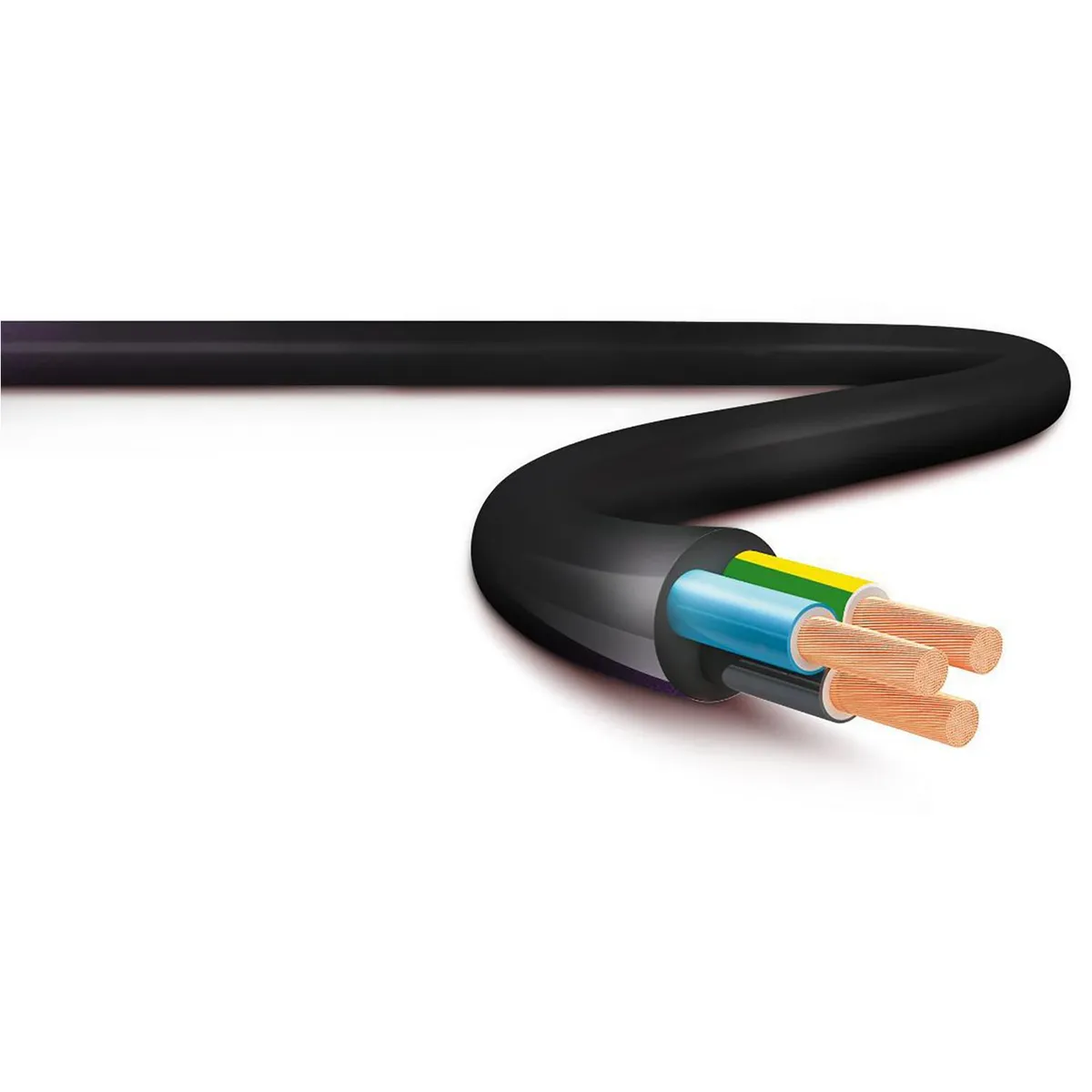 DRL - Cordón eléctrico flexible 3x0.75 mm 20 mt HO5VV-F negro