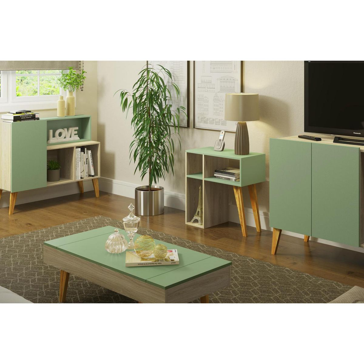 BE DESIGN - Mesa arrimo verde/nature 1001 Leaves