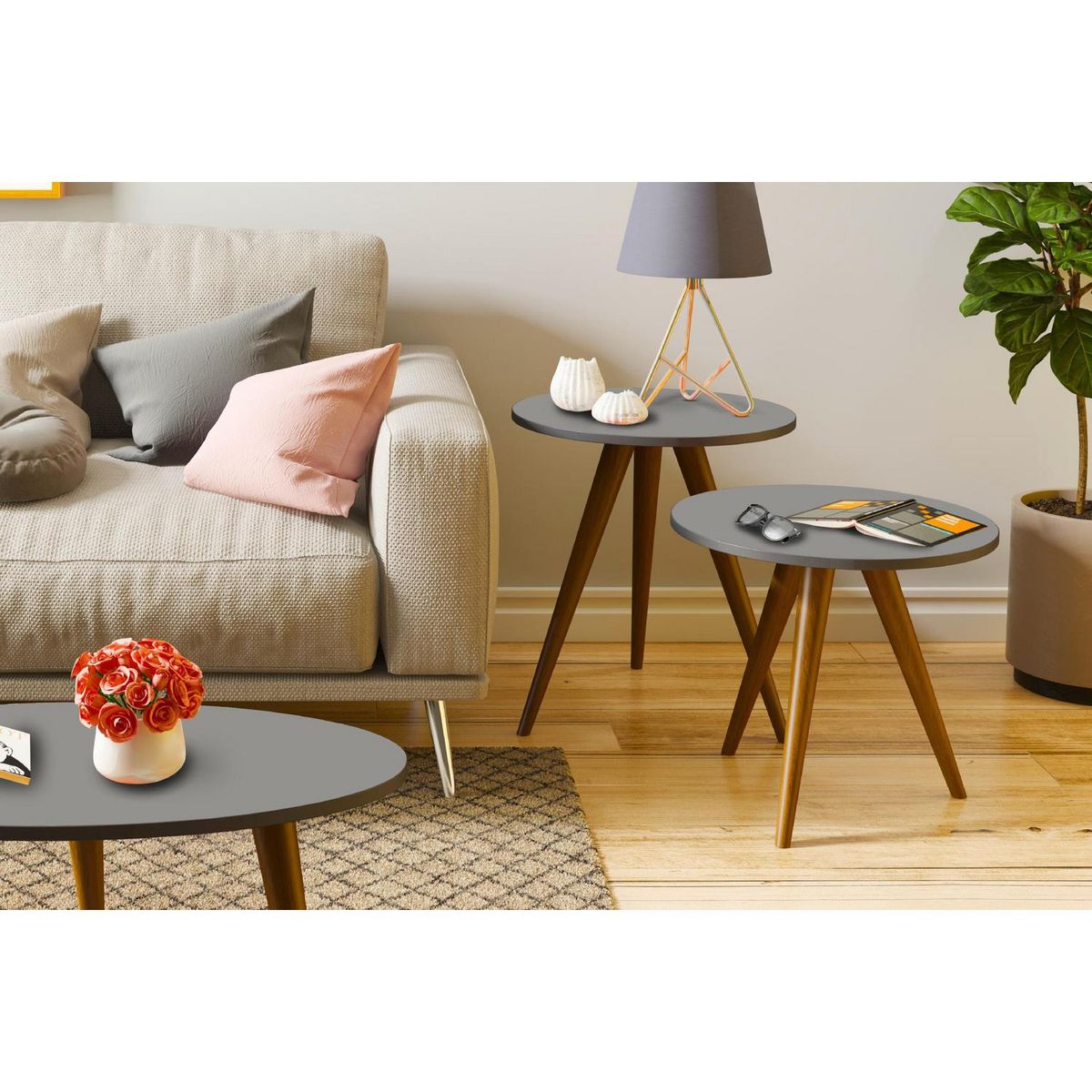 BE DESIGN - Mesa lateral Retro grafito 1005