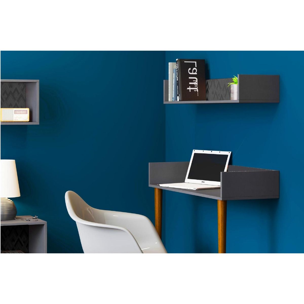 BE DESIGN - Repisa Aérea MDF 1 Nivel(es) 92x15x25 cm Grafito