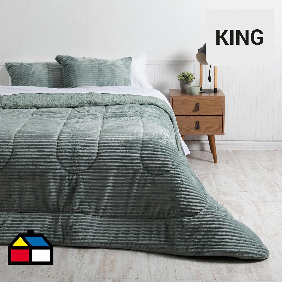 MASHINI - Plumón King Corduroy Coral Sherpa Verde 