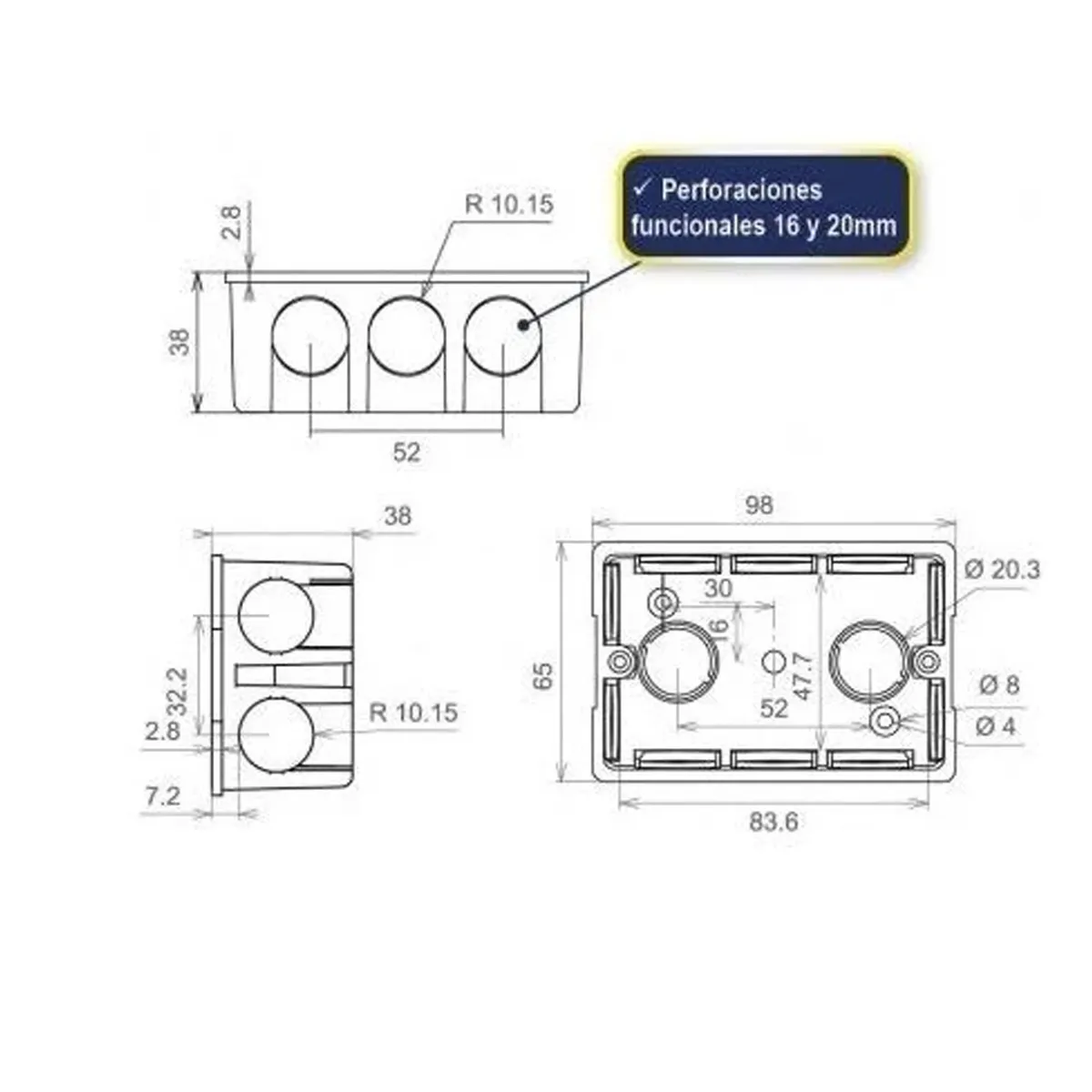 HOFFENS - Caja de Distribución Múltiple 16-20 mm Estandar Naranja