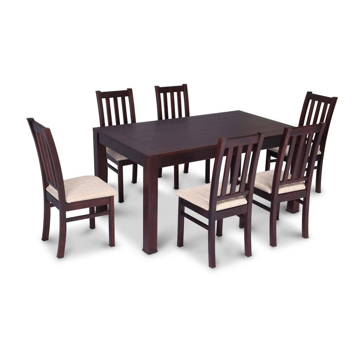 CIC - Juego de Comedor Ñuble 6 Sillas Mesa Rectangular 95x78x160 cm Café