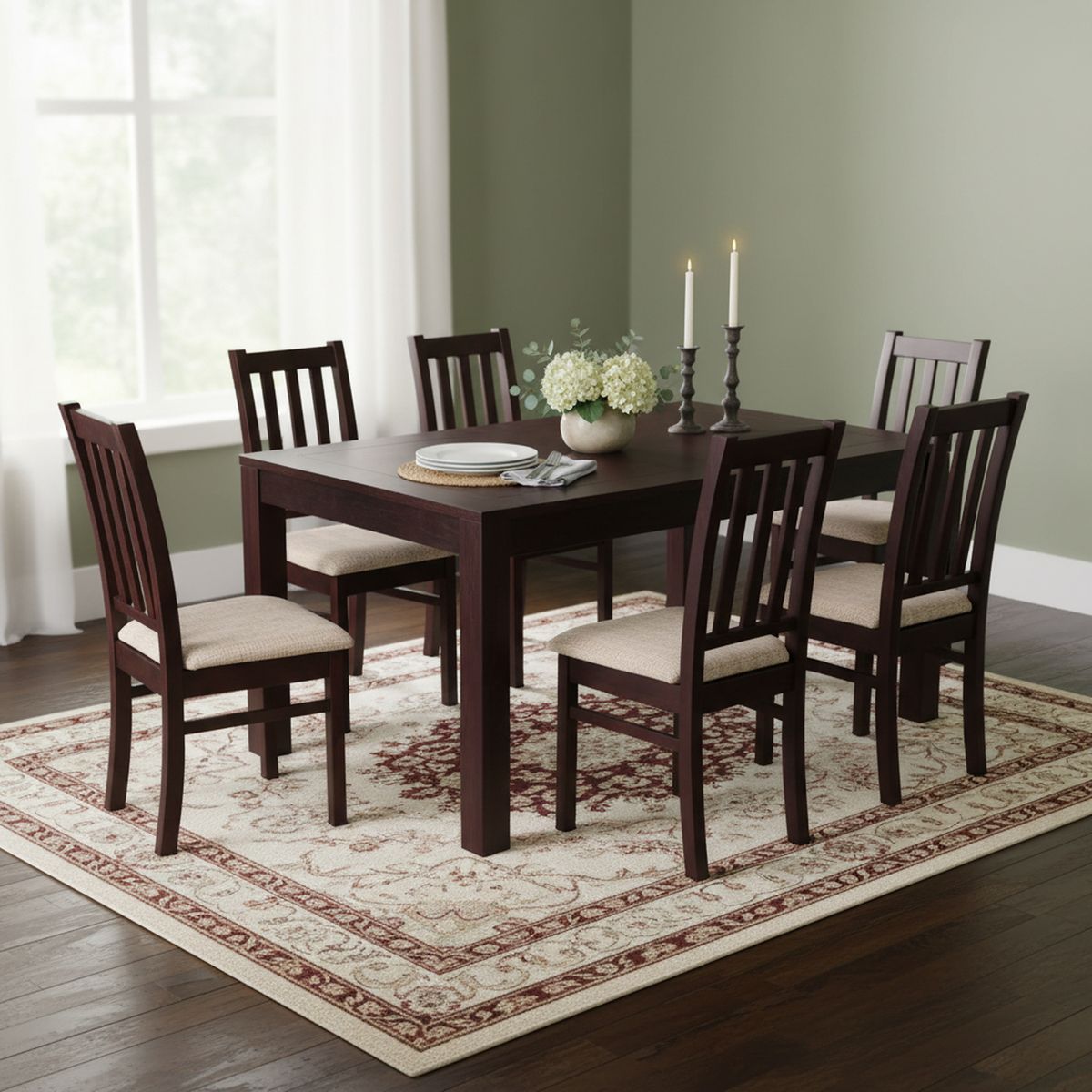 CIC - Juego de Comedor Ñuble 6 Sillas Mesa Rectangular 95x78x160 cm Café