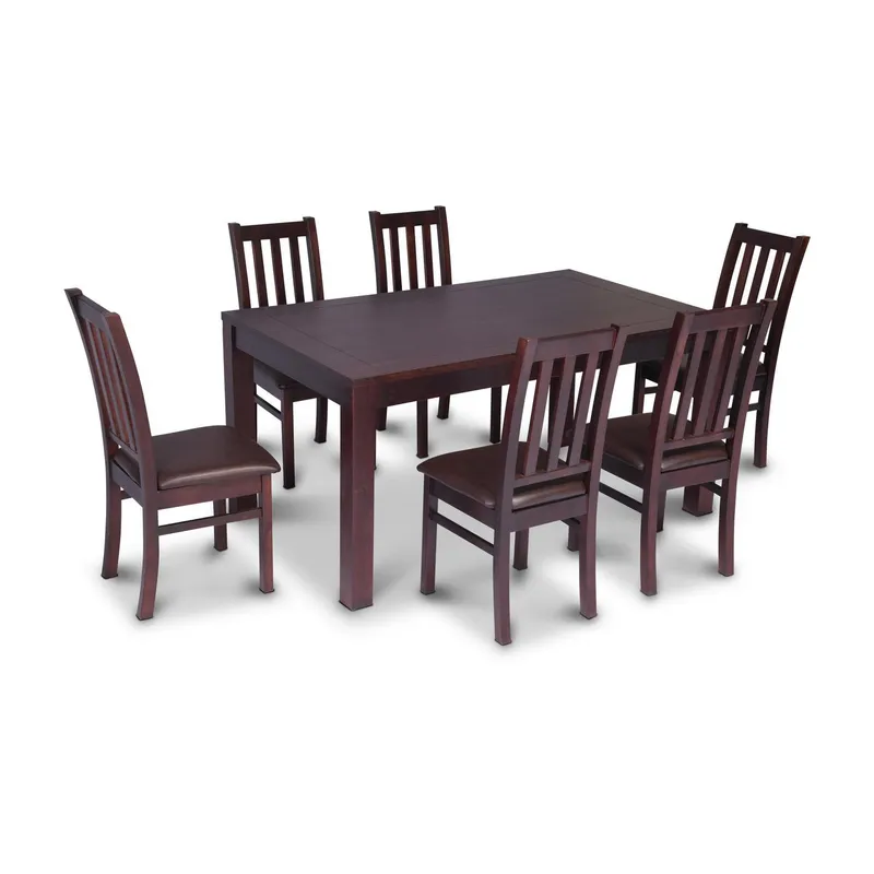 CIC - Juego de Comedor Ñuble 6 Sillas Mesa Rectangular 95x78x160 cm Café