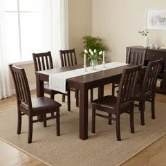 CIC - Juego de Comedor Ñuble 6 Sillas Mesa Rectangular 95x78x160 cm Café