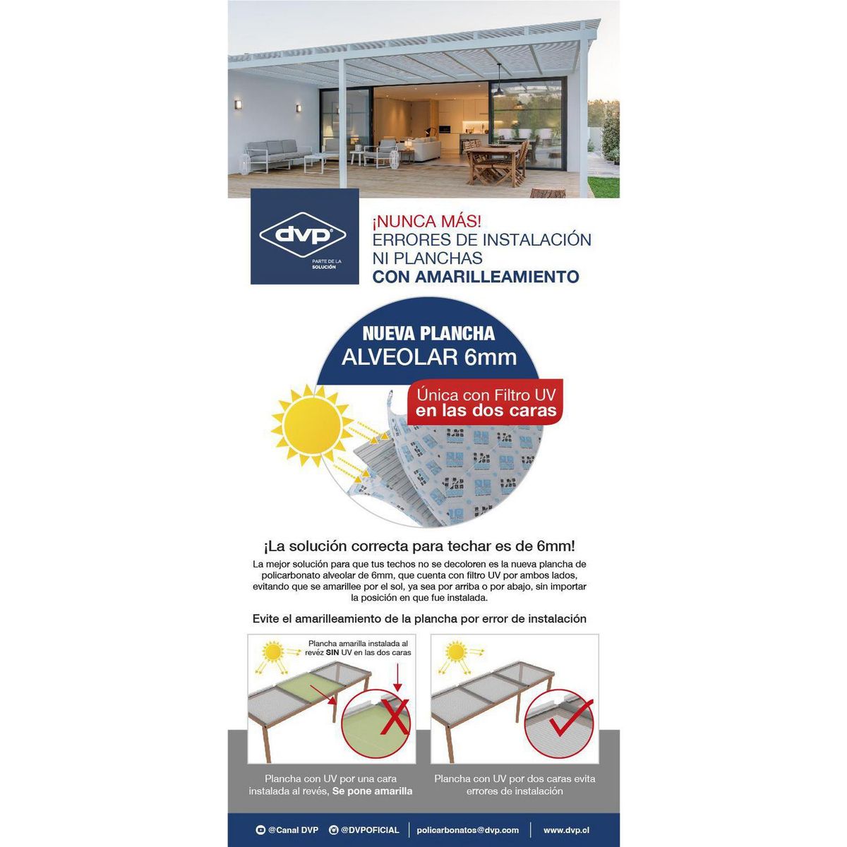 DVP - Plancha Policarbonato Alveolar 0.6 cm 105x290 cm Opalina