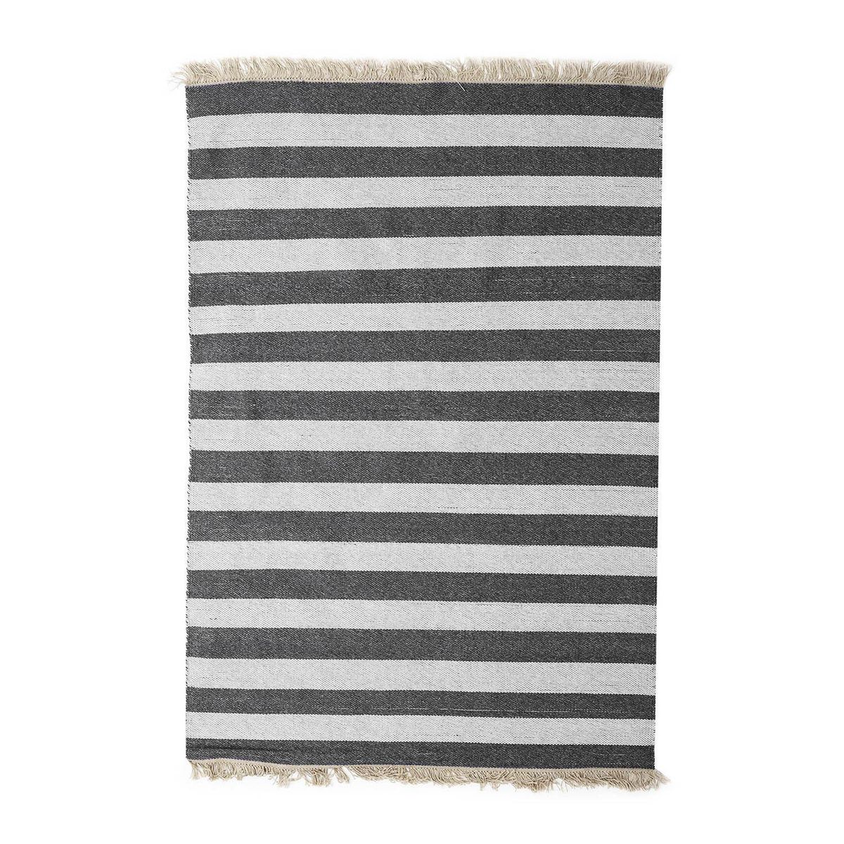 DIB - Alfombra Grande Natural Stripe 190x290 cm Polipropileno Negro