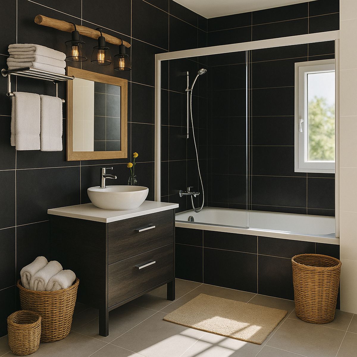 WINTEC - Mampara Tina Vidrio templado Incoloro 140x155cm