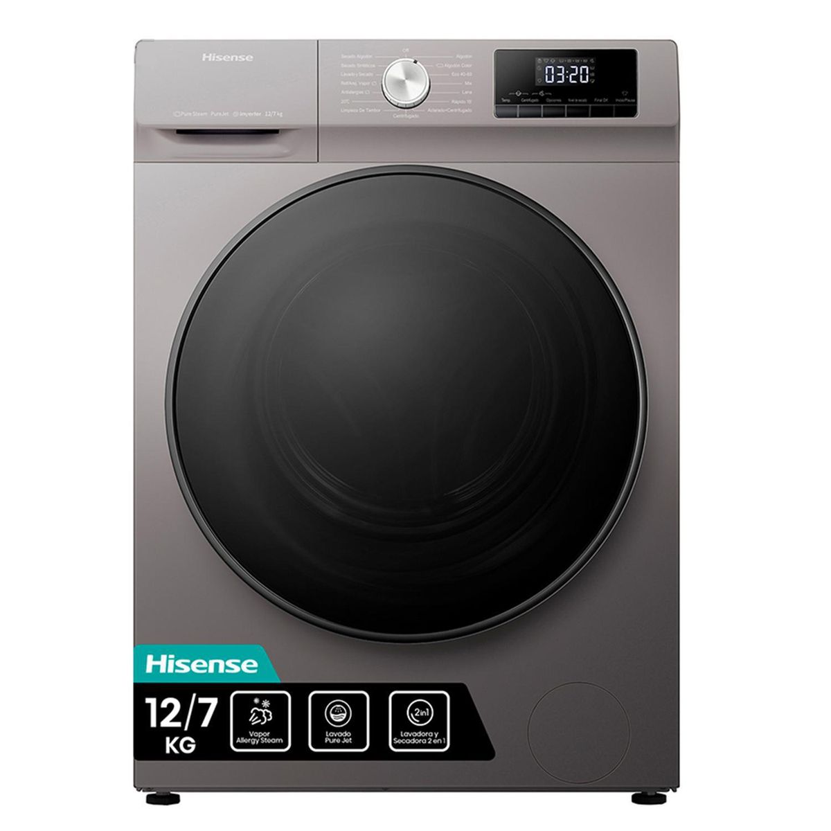 HISENSE - Lavadora Secadora 12/7 kg Titanium WD3Q1242BT