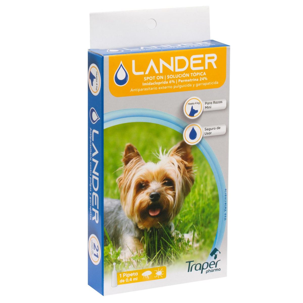 TRAPER - Pipeta antiparasitario externo para perro lander raza mini