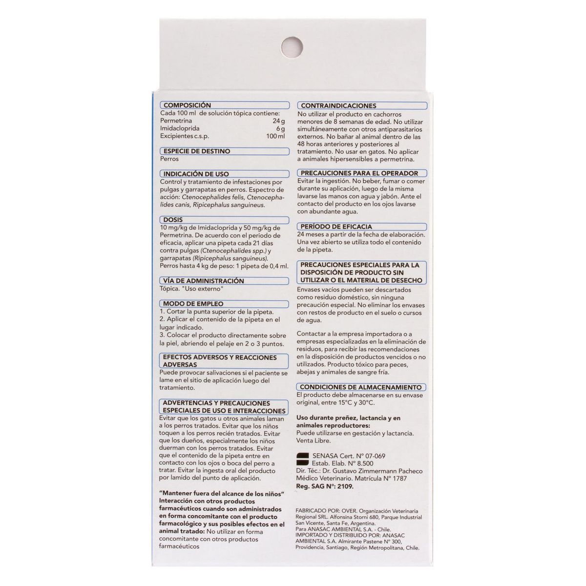 TRAPER - Pipeta antiparasitario externo para perro lander raza mini