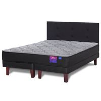 Cama Europea Therapedic Plus 2 Plazas 150X200 + Respaldo Royal Negro