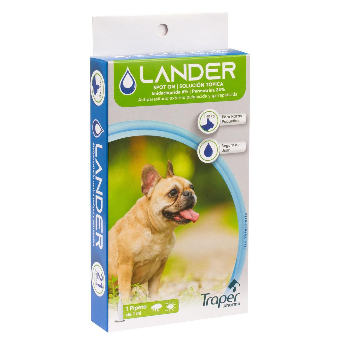 TRAPER - Pipeta antiparasitario externo para perro lander raza pequeña