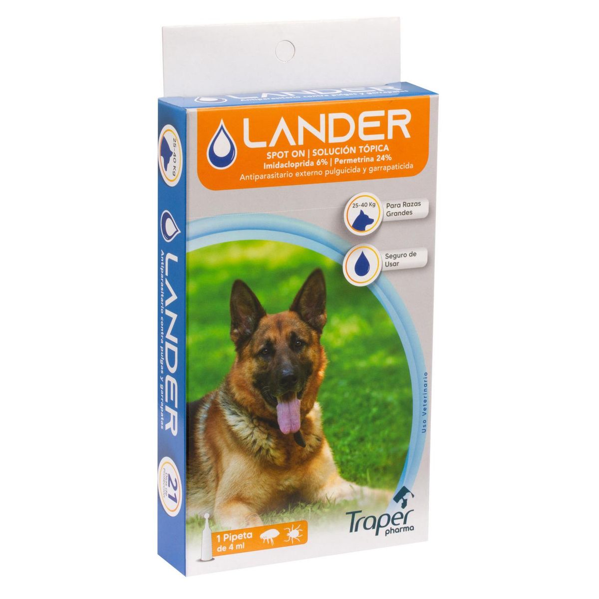 TRAPER - Pipeta antiparasitario externo para perro lander raza grande