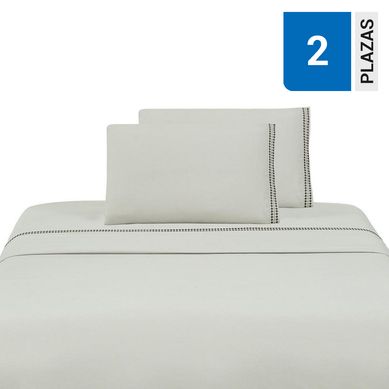 Sabana Bordada Beige 2P