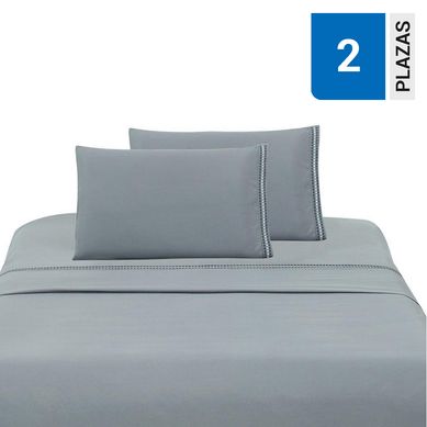 Sabana Bordada Gris 2P