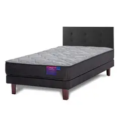 FLEX - Cama Europea Therapedic plus 1,5 pl box + respaldo Royal negro