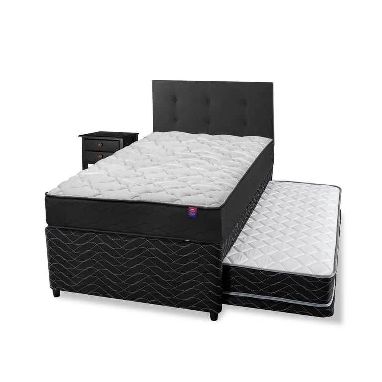 Diván Therapedic Plus 1.5 Plaza 105X200+Respaldo Royal Negro+Veladores