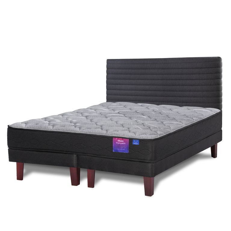 Cama Europea Therapedic plus 2 pl box bd + respaldo Modern grafito